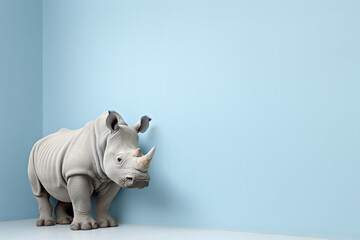 a rhino sees blue - obrazy, fototapety, plakaty