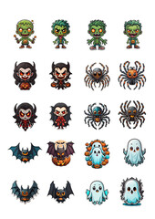 set of tiny cute Halloween stickers