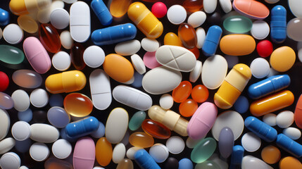 A colorful assortment of pills and capsules