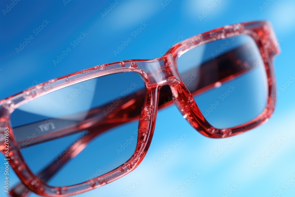 Wall mural a pair of red glasses sitting on top of a table. ai.