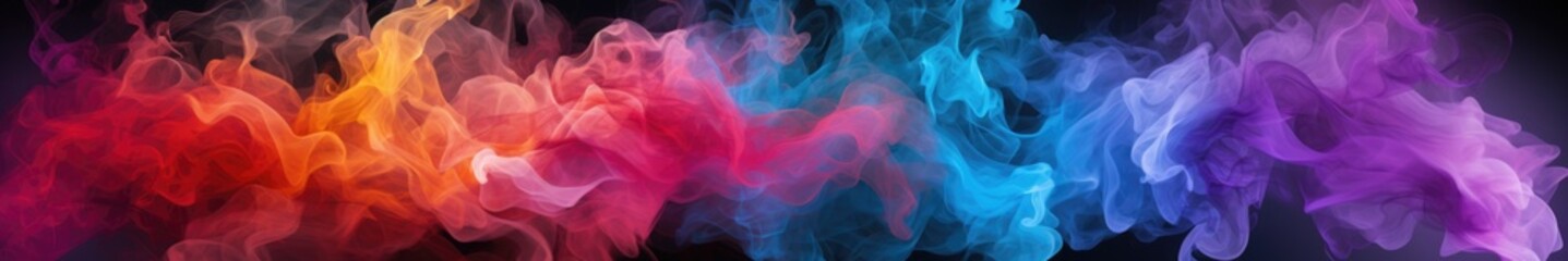 Obraz premium A group of multicolored smokes against a black background. AI.
