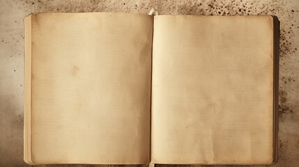Vintage blank open notebook