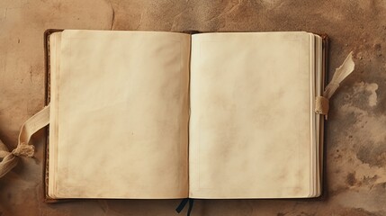 Vintage blank open notebook - obrazy, fototapety, plakaty