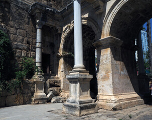 The Hadrian`s Gate in Antalya also knowns as Üçkapılar (three gates) Türkiye 