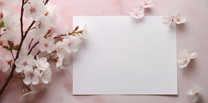 Framework for photo or congratulation with flowers. Sakura, cherry blossom, summer flowers. Woman's day, 8 march, Easter, Mother's day, anniversary, wedding