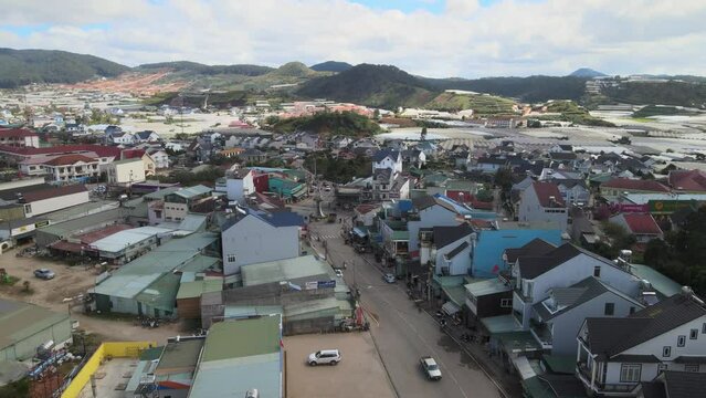 The aerial view of Dalat in Vietnam