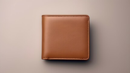 Brown leather wallet isolated on neutral background - obrazy, fototapety, plakaty