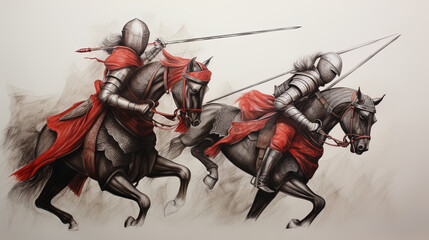 Fototapeta premium knight on horseback. Generative AI