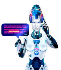 Internet Bot chatgpt in image robot woman. online chatbot cyborg. AI chat bot gpt. Artificial intelligence internet technology