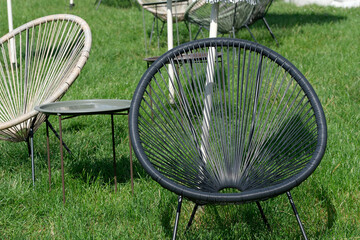 Round wicker summer chairs