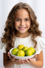 A Girl Limons White Background. Girl Style, Dress, Hair, Makeup, Body Imagelimons Nutrition, Vitamin C, Health Benefits, Recipeswhite Background Color Theory, Photographing, Lighting, Textures