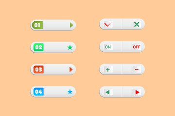 icons for web and mobile applications, Realistic matted white color web buttons