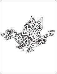 Dragon Mandala Coloring Pages for Kids. Hand drawn vector illustration with geometric and floral elements. Original hand drawn Dragon. Hand drawn decorative vector illustration for coloring