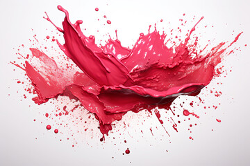 Splashes of liquid lipstick or paint on white background.  - obrazy, fototapety, plakaty
