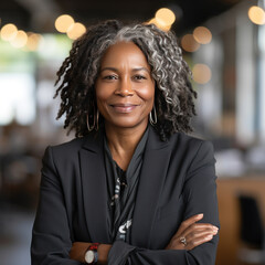 Obraz premium Business African American woman 50-60 years old close-up in the office, generative ai