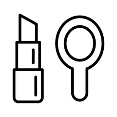 Outline mirror and lipstick icon