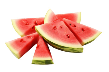 Isolated Watermelon Slices on Transparent Background. Generative AI