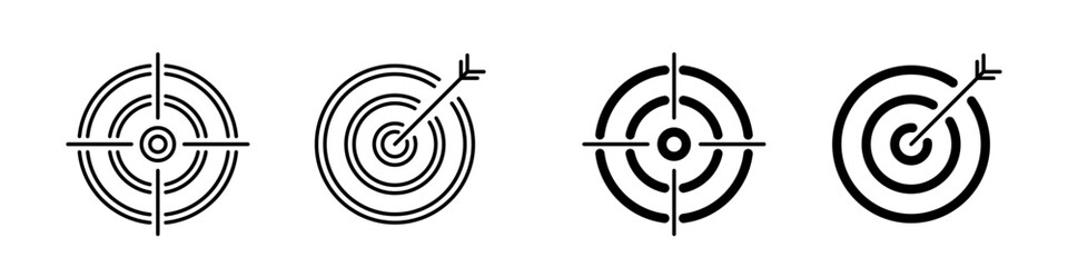 Thin line target icon, successful shot in the darts target illustration