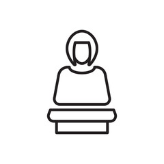 Conference speech icon, woman lecture icon