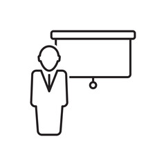 presentation board icon, lecture training business man icon