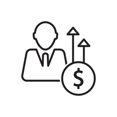 Business man income increase icon, business man profit growth icon
