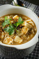 Mushroom soup with noodles