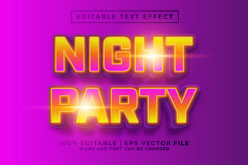 Night Party 3d Editable Text Effect Retro Style Premium Vector