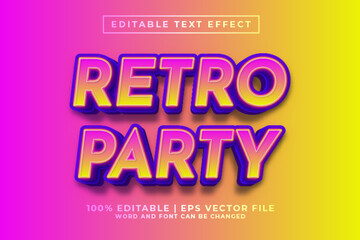 Retro Party 3d Editable Text Effect Retro Style Premium Vector