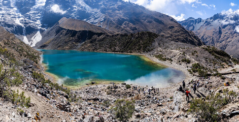 Lagoon and snowy Humantay is located at an altitude of 4200 msnm in Cusco, Peru.