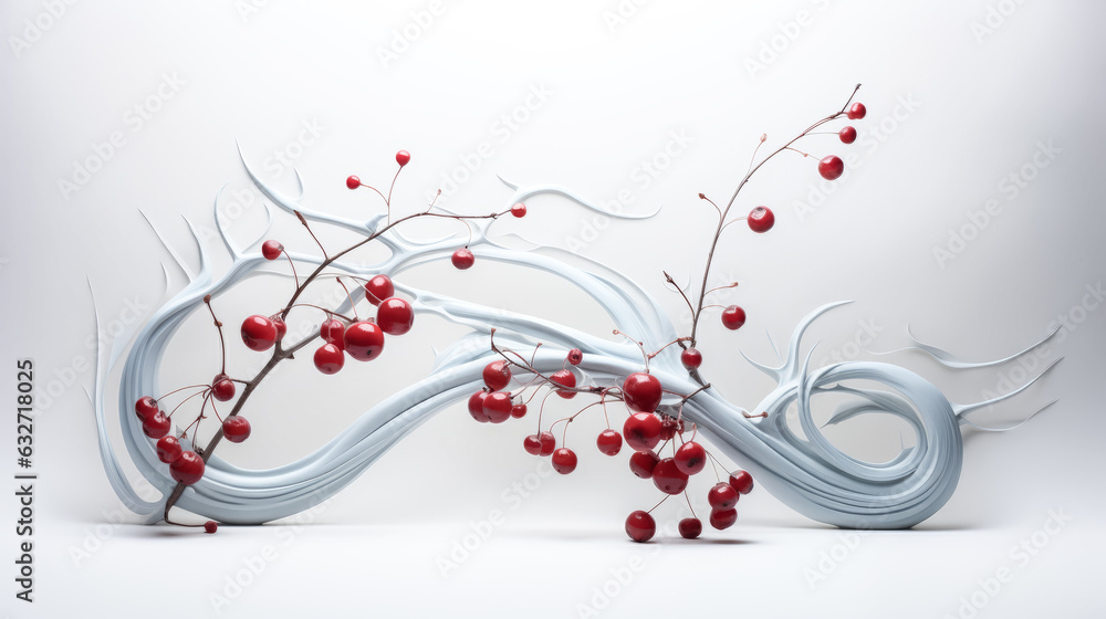 Aufkleber a bright array of winter berries arranged in a winding vine formation captivate the viewer.