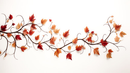 He marvels at the vibrant autumn leaves arranged into a delicate vine shape.