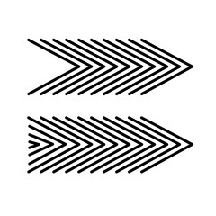 Arrows set simple hand drawn vector illustration, horizontal sign pointing direction to right