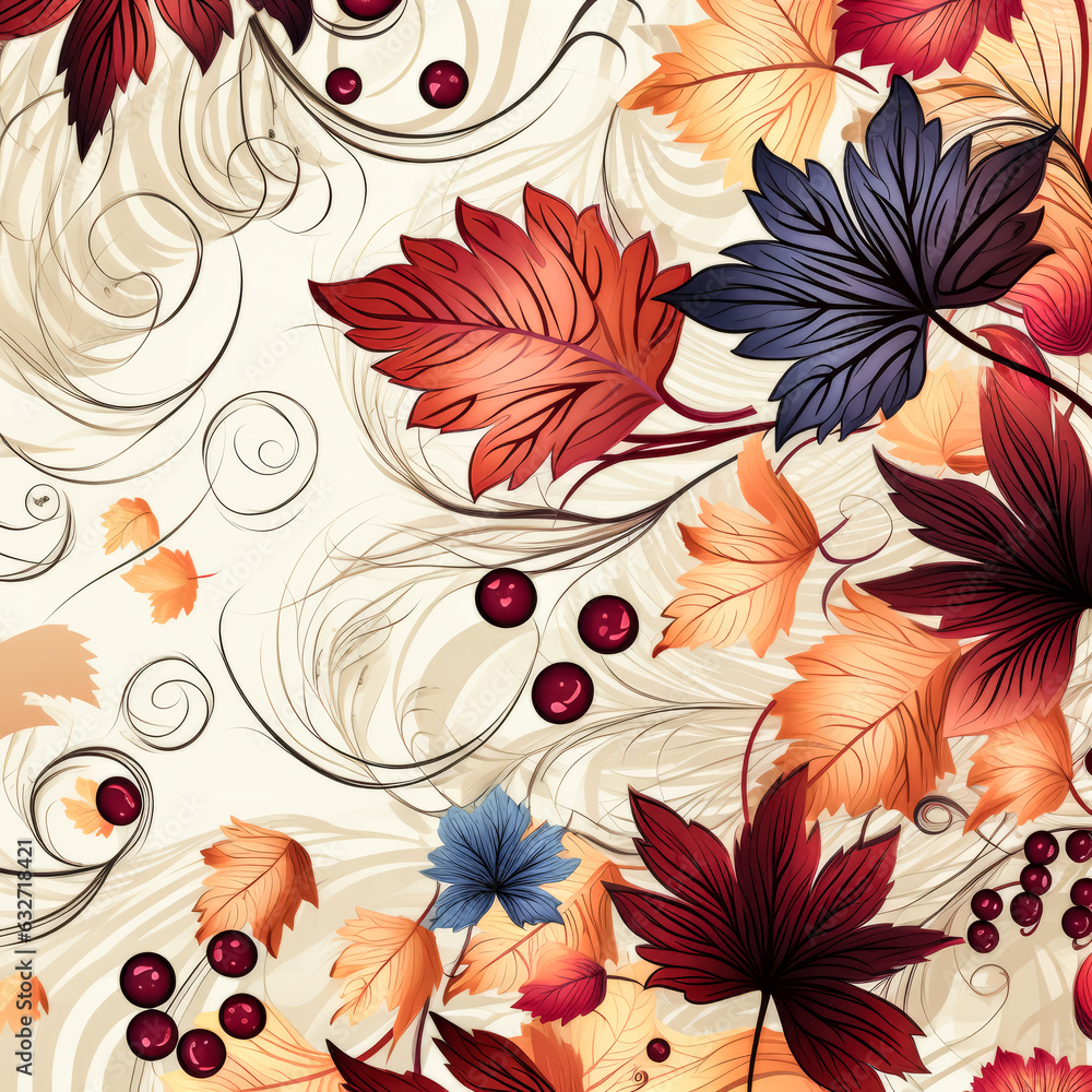 Aufkleber he crafted an intricate, autumn-inspired design on a light background using generative ai.