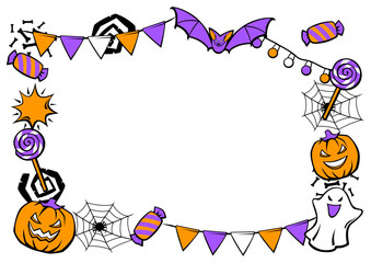 Happy Halloween frame. Holiday background with celebration items.