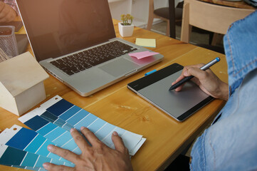 Designer graphic creative work tablet designing Creative Design Concept
