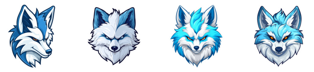 Arctic Fox Logo Set: Modern Sport & Esport Team Emblems, Badges, and T-shirt Designs in Captivating Blue Vector Art