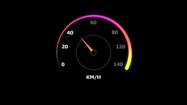
Digital speed meter magenta and green circle animation. Black background UHD 4k video moving.