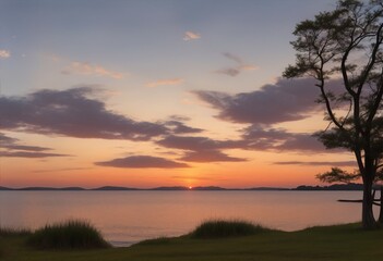 Fototapeta na wymiar A Peaceful Sunset In The Sea. Ai Generated