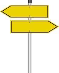 Old Way, New Way Black and Yellow Sign Pointing Opposite Directions on Transparent Background