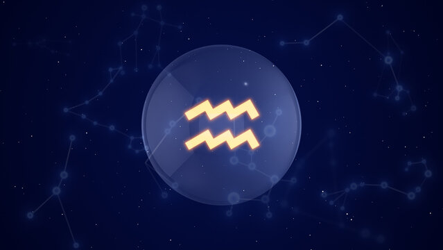 Aquarius Zodiac Sign with a Constellation Background	
