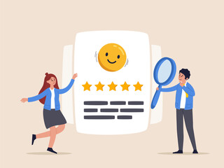 Customer trust concept. Reputation management team monitor online feedback rating to improve brand positive rank and gain, marketing team monitor and analyze stars rating to increase satisfaction.