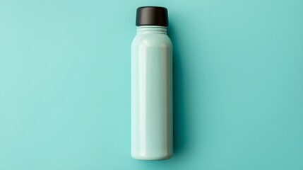 Water Bottle, top down view, isolated on blue background