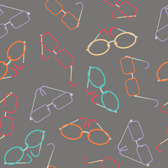 Eye glasses, seamless pattern. Vector graphics, colorful Eyeglasses. World Sight Day. Surface, wallpaper, fabric, print design. Seamless texture.	