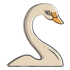 Hand drawn Swan bird illustration icon