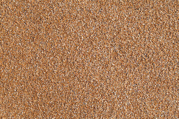 Yellow beach sand from small parts of shells close-up, uniform texture background