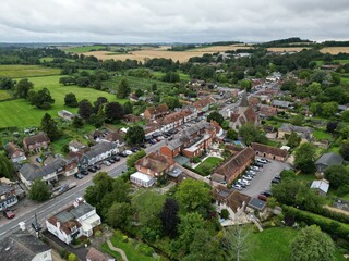 Fototapeta na wymiar .Stockbridge Village Hampshire UK drone,aerial view