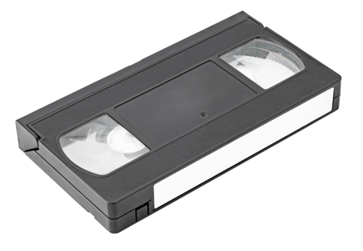 Videocassette for video recorder, isolated on transparent background .