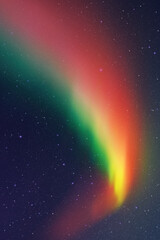 Red green aurora borealis. Night starry sky and Northern lights