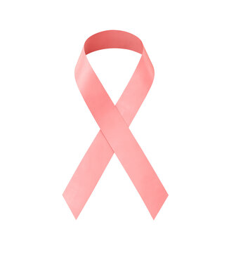 Pink ribbon isolated on white background. Day against breast cancer. Awareness.