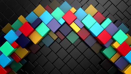 Geometric Shapes Form a Wave. Abstract motion, 3d rendering, 4k resolution
 - Powered by Adobe